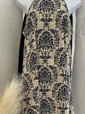 Cream and Blue Damask Dress Medium